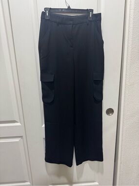 Express Black Cargo Wide Leg Pants Women’s Size 6 Utility High Rise